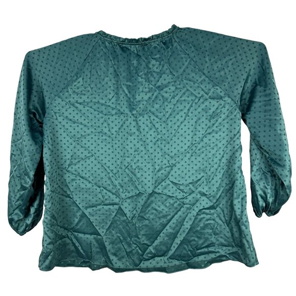 LC Lauren Conrad Green Polka Dot Blouse Size XL Long Sleeve Lightweight Top - Picture 2 of 5